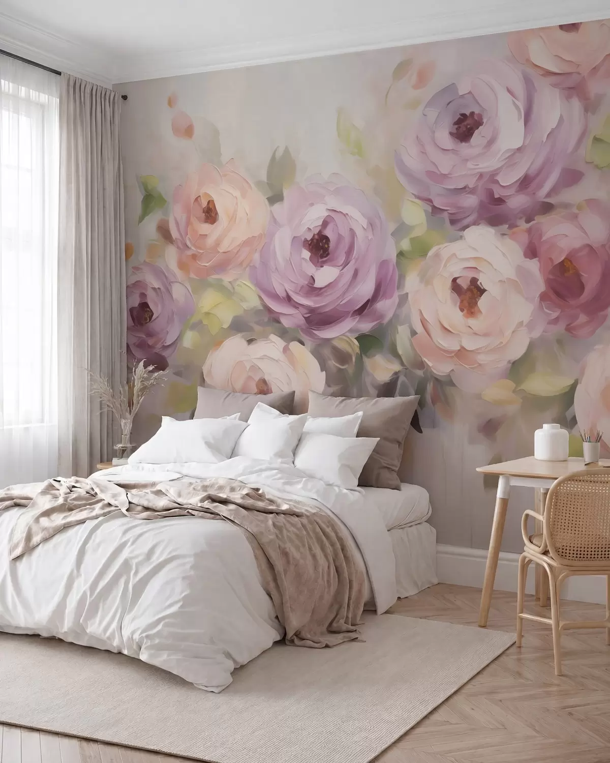 wall murals Abstract roses, imitation of a painting w05996