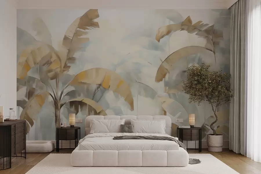 wall murals Abstract palm trees, imitation of a painting w05997