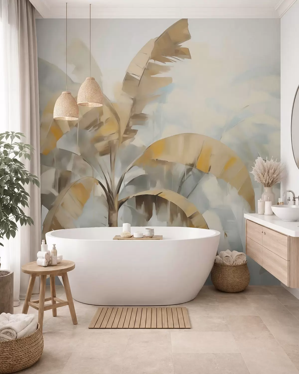 wall murals Abstract palm trees, imitation of a painting w05997