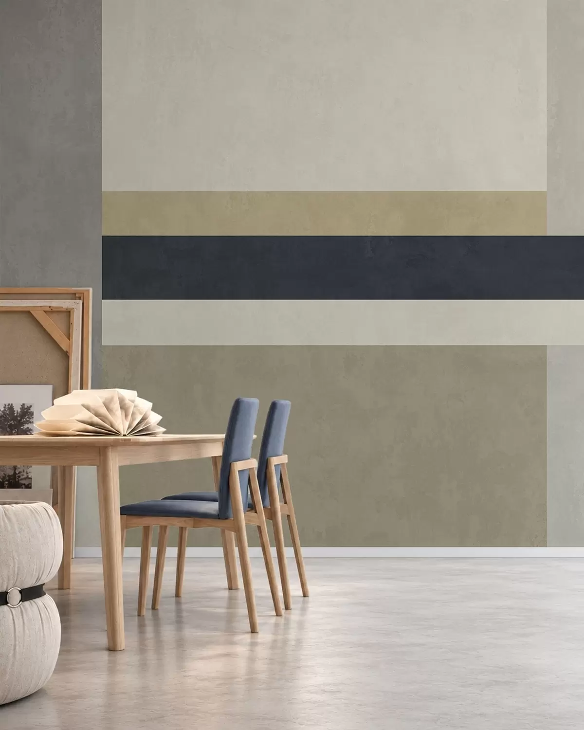 wall murals Geometric blocks in beige and gray shades with a dark stripe w05890v1