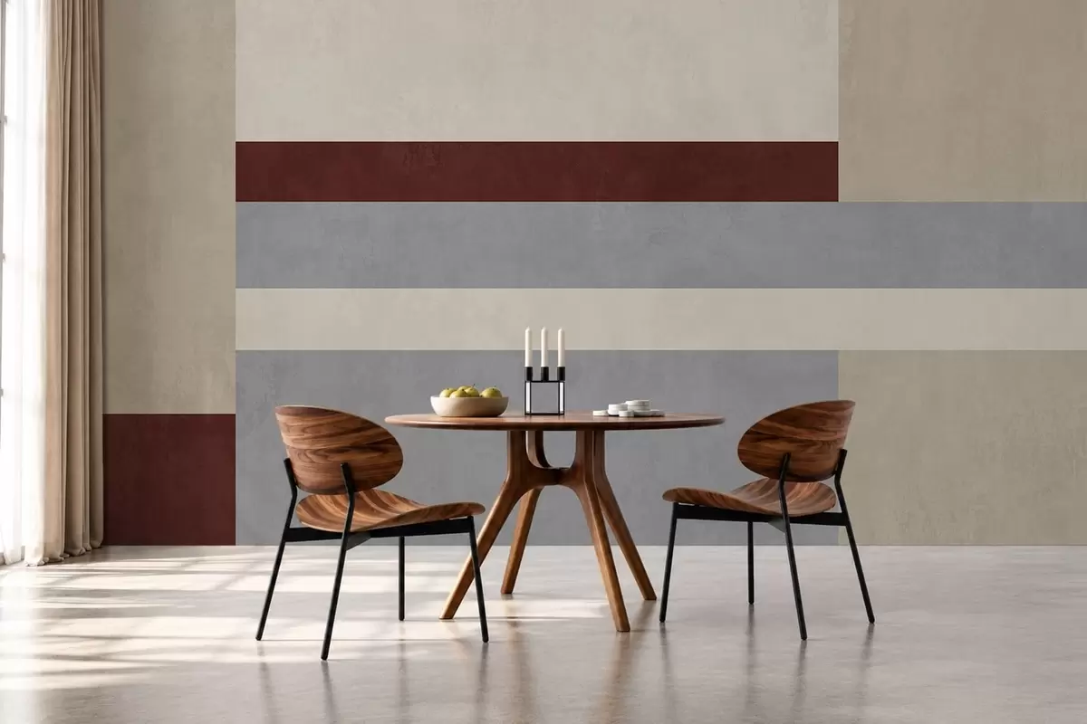 wall murals Abstract geometry with burgundy, gray and beige blocks w05890v2