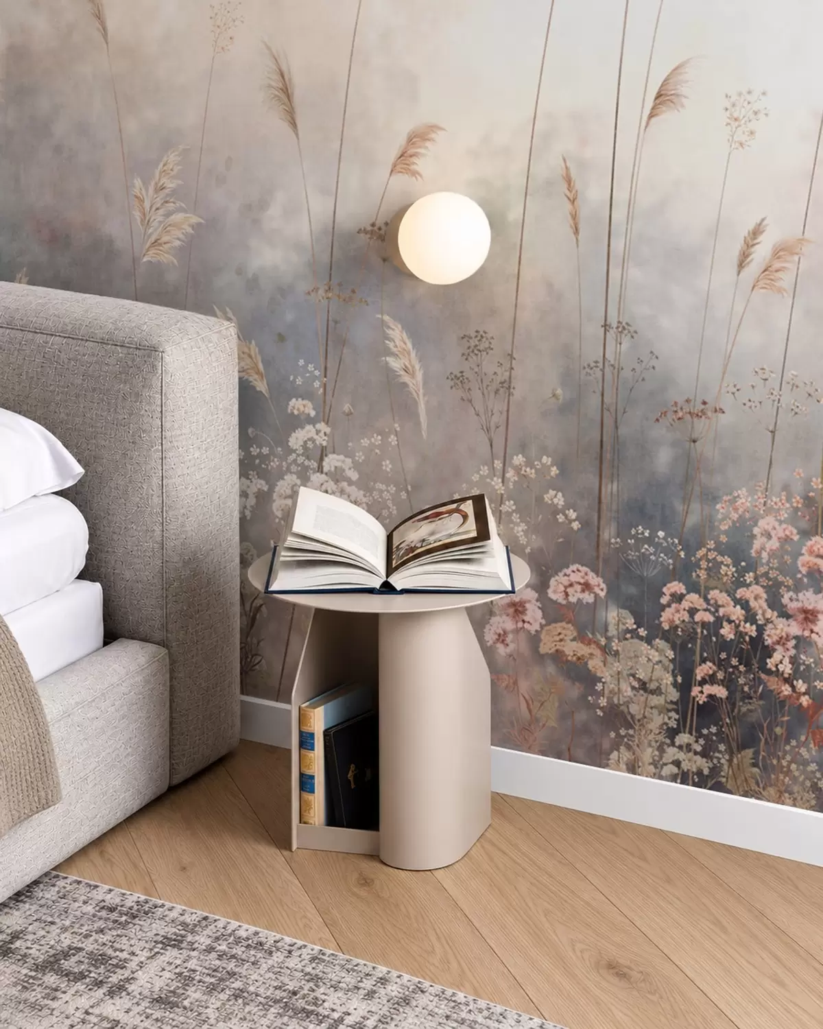 wall murals Wildflowers and tall grasses in a misty landscape w05959