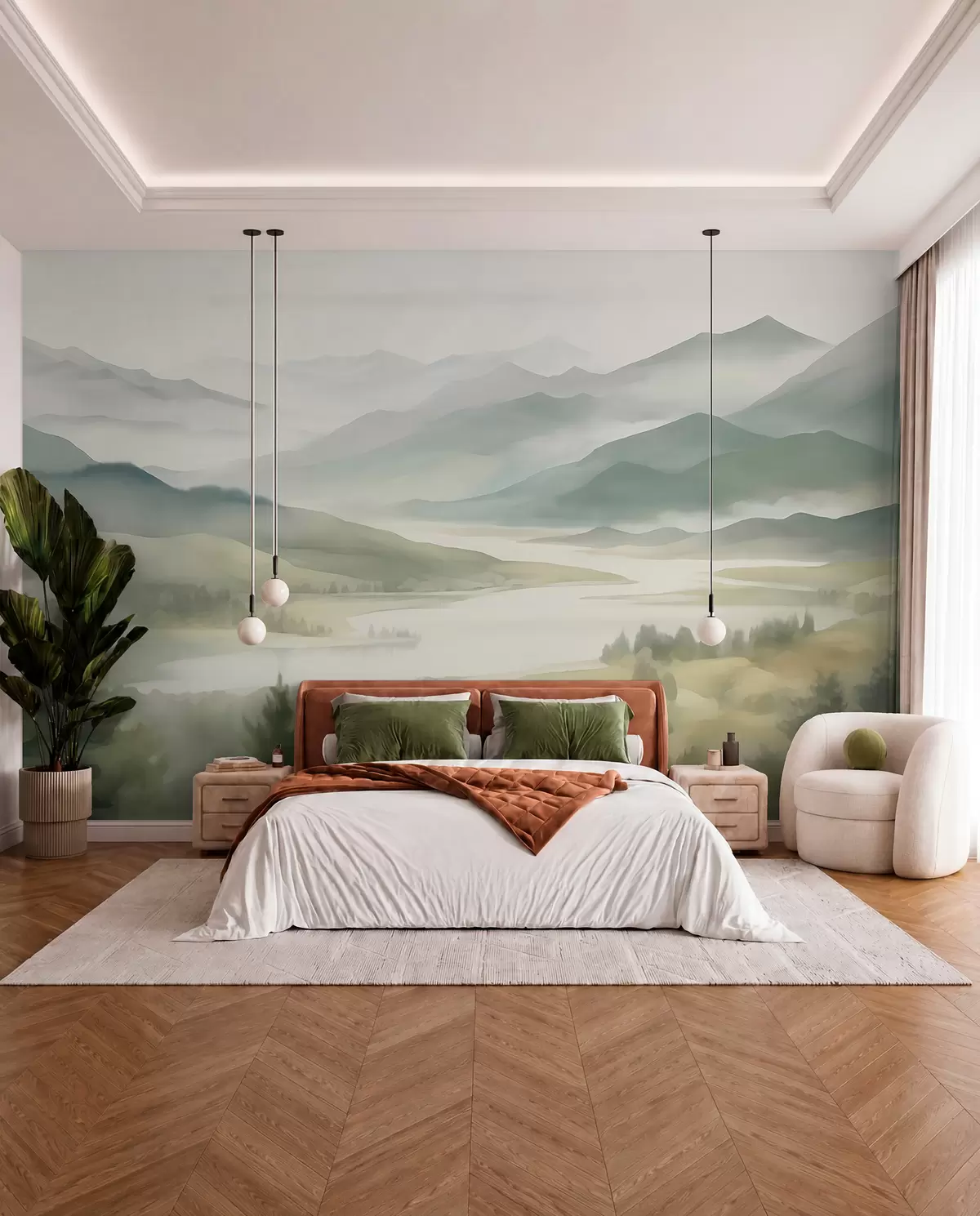wall murals Mountains against the backdrop of a lake w05833