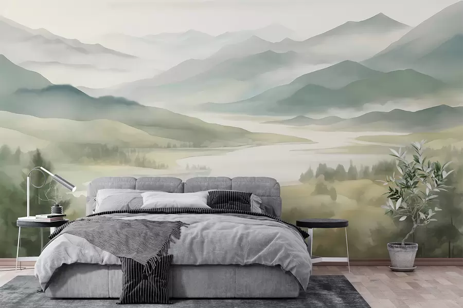 wall murals Mountains against the backdrop of a lake w05833