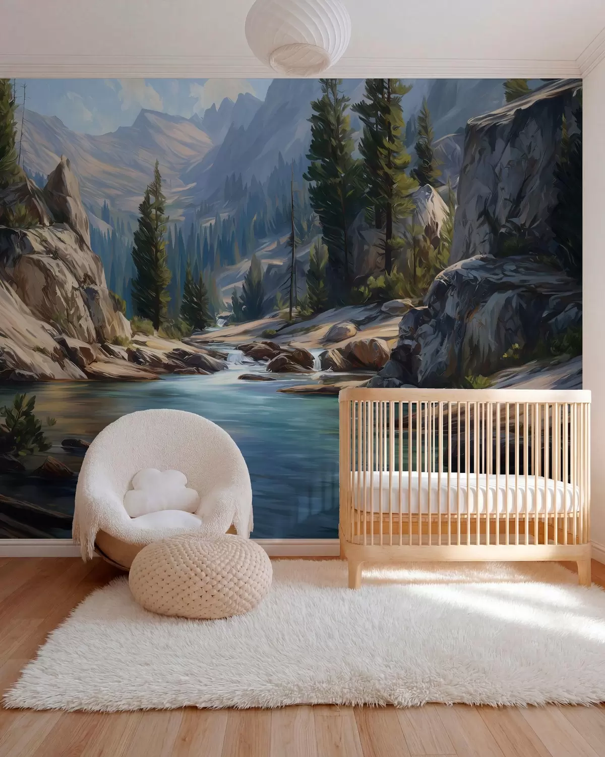 wall murals A picturesque view of the river set amongst the peaceful mountains w05868
