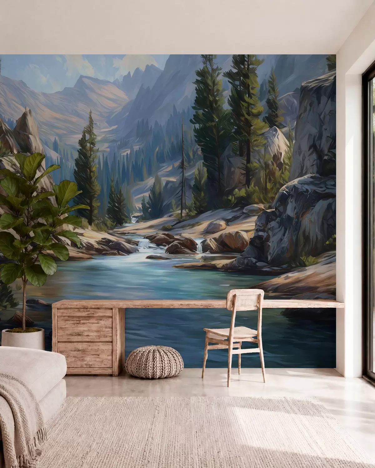 wall murals A picturesque view of the river set amongst the peaceful mountains w05868