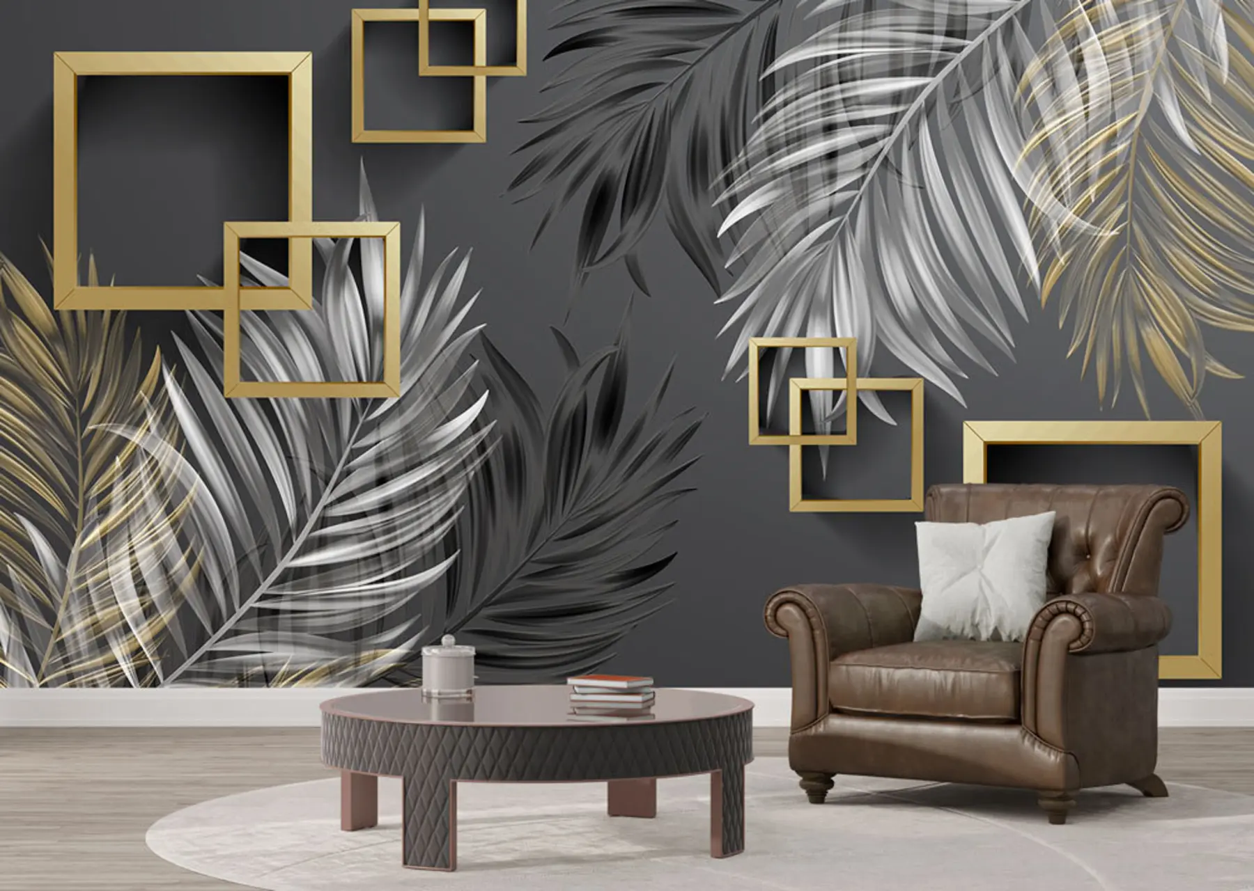 wall murals Palm leaves, squares u80469