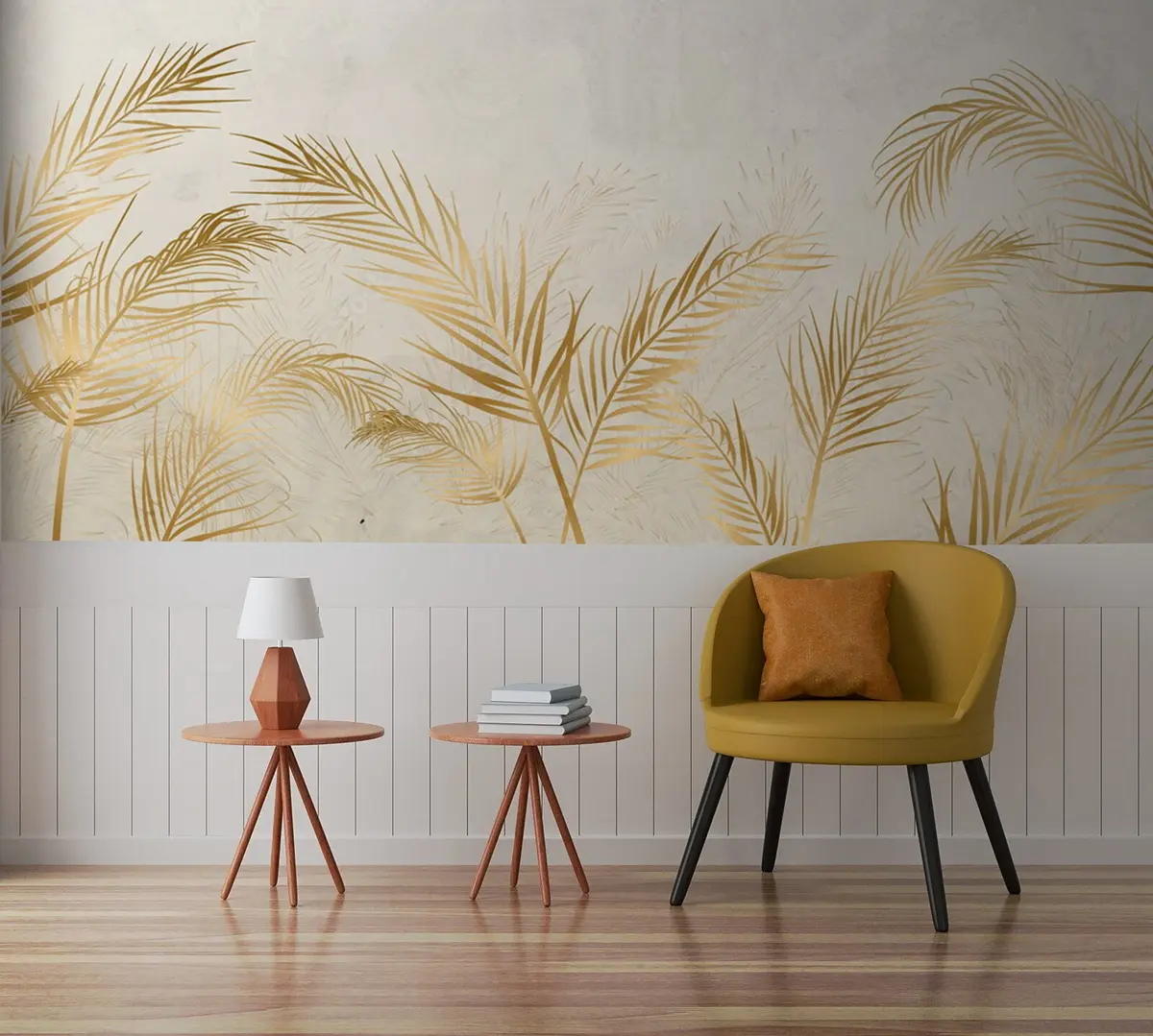 wall murals Golden tropical leaves u72114