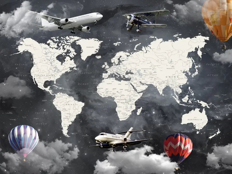 wall murals Map and planes u72597