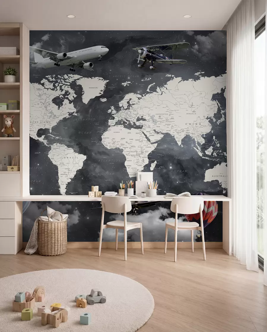 wall murals Map and planes u72597