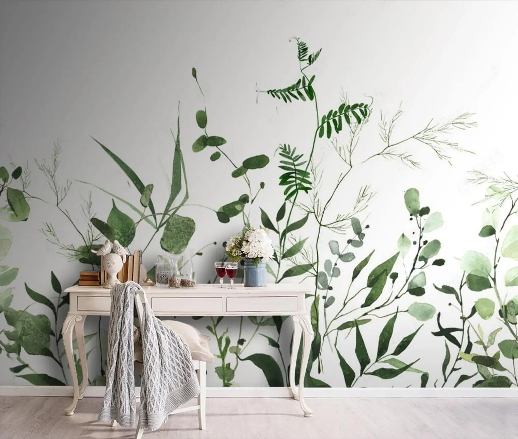 wall murals Green wild branches u72395