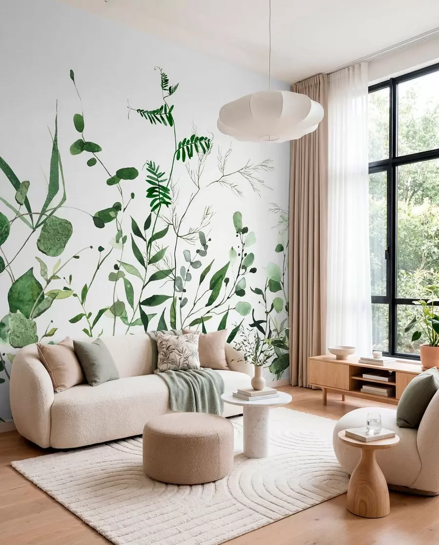 wall murals Green wild branches u72395