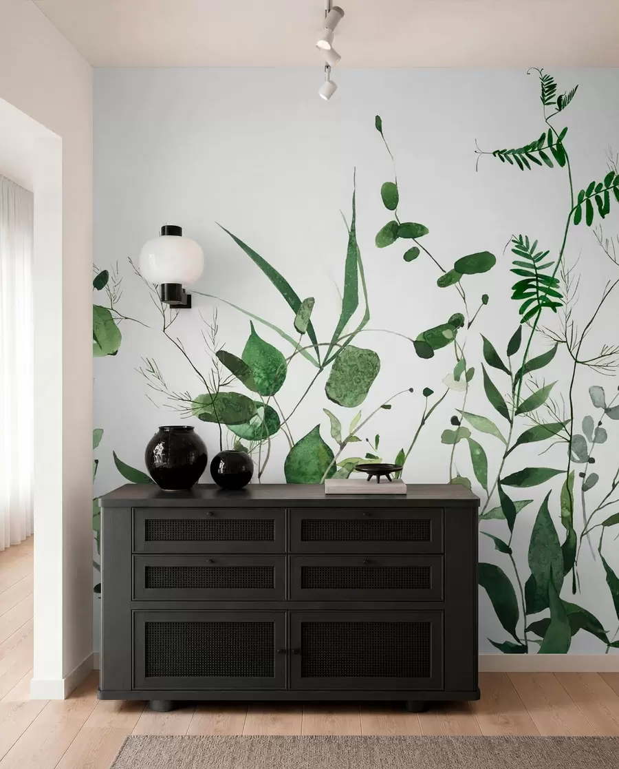 wall murals Green wild branches u72395