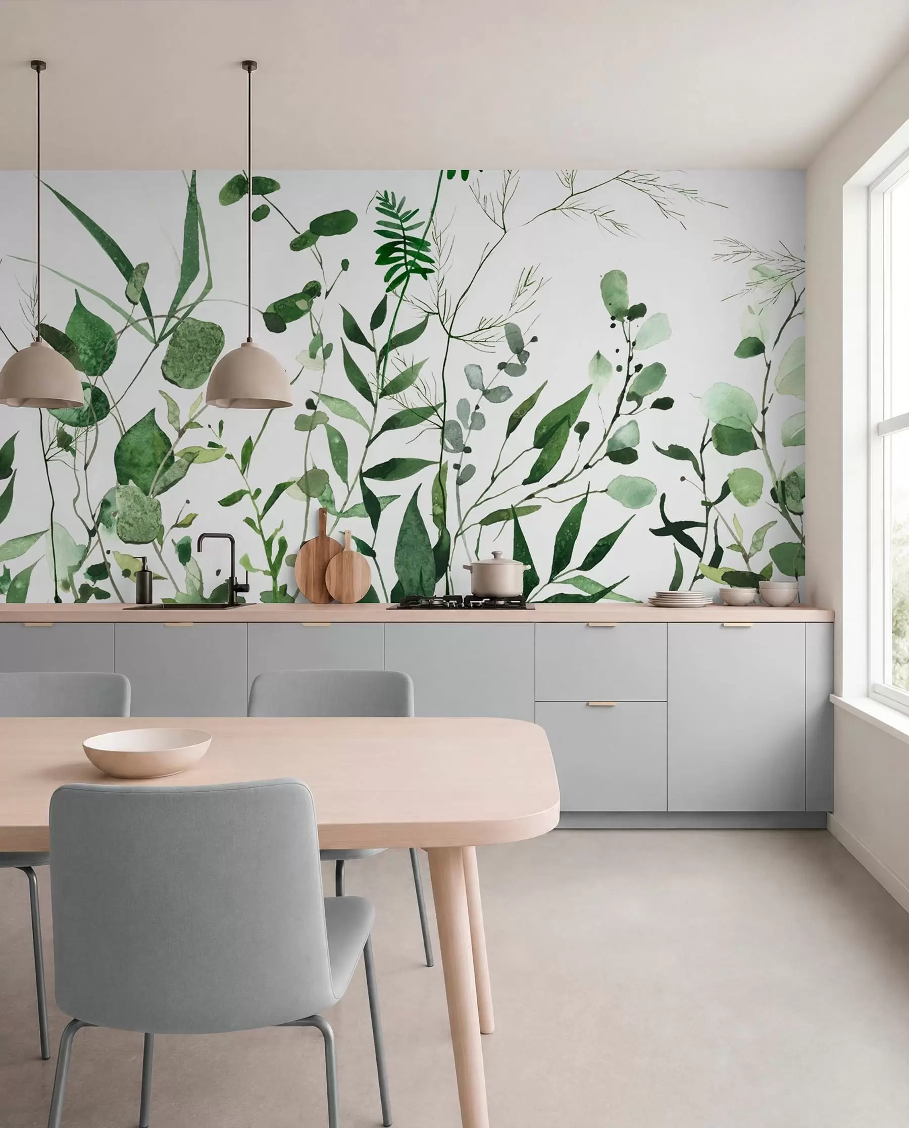 wall murals Green wild branches u72395
