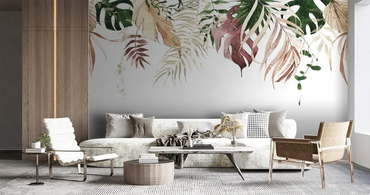 wall murals Watercolor leaves monsters u72396