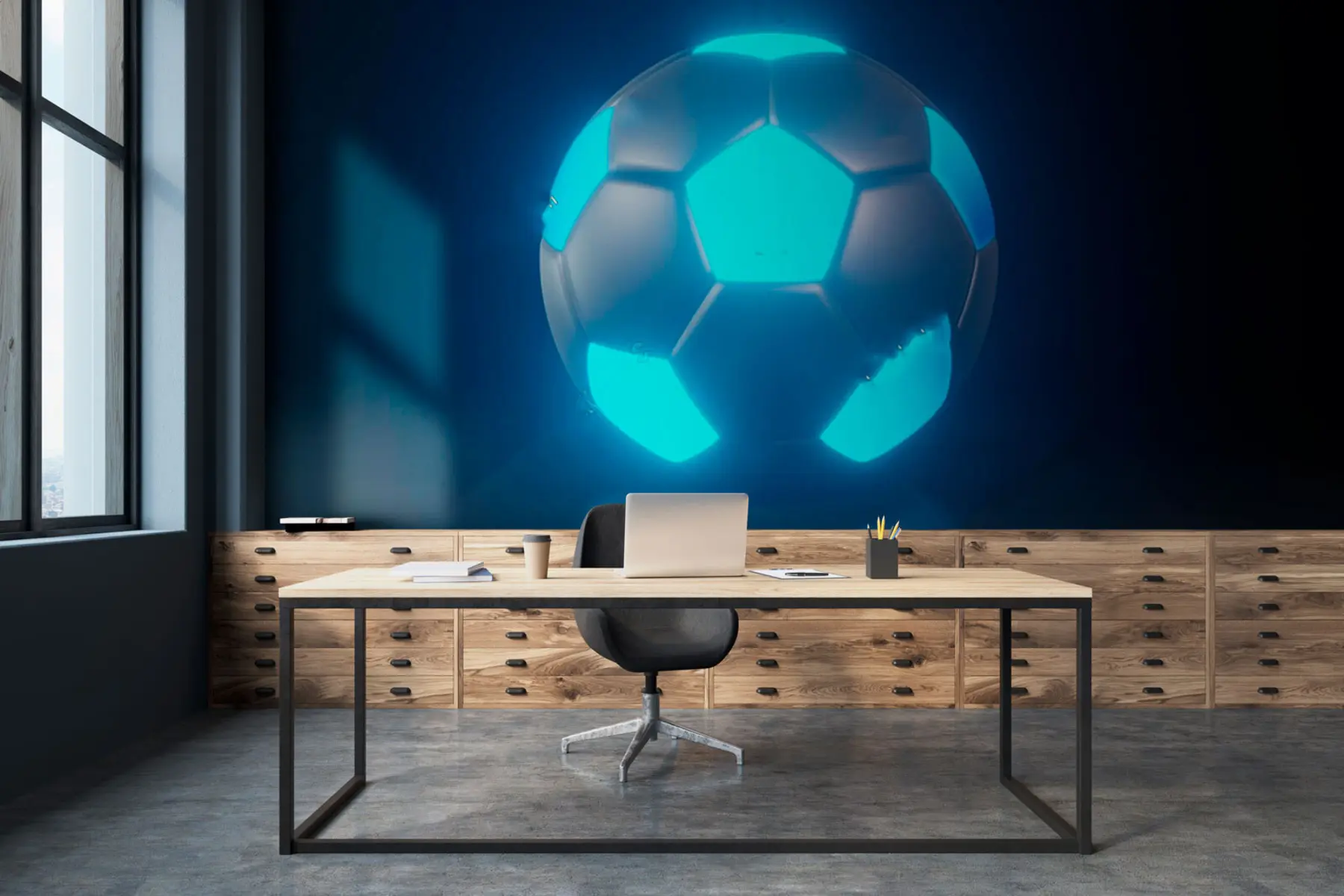 wall murals Football with backlight u72792