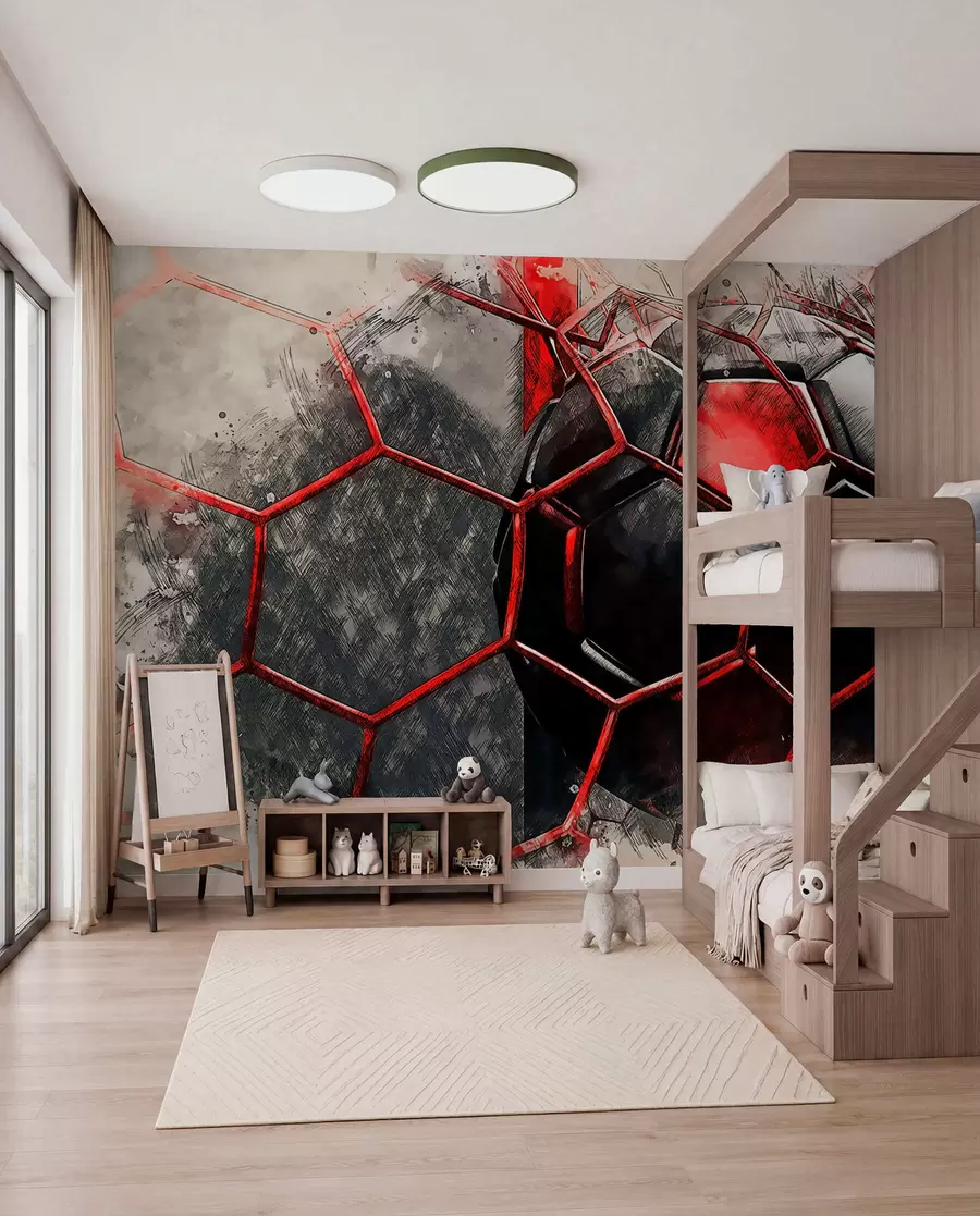 wall murals Football in Red Motion u72803