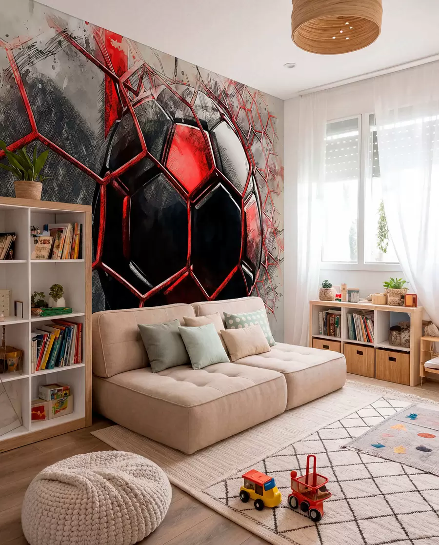 wall murals Football in Red Motion u72803