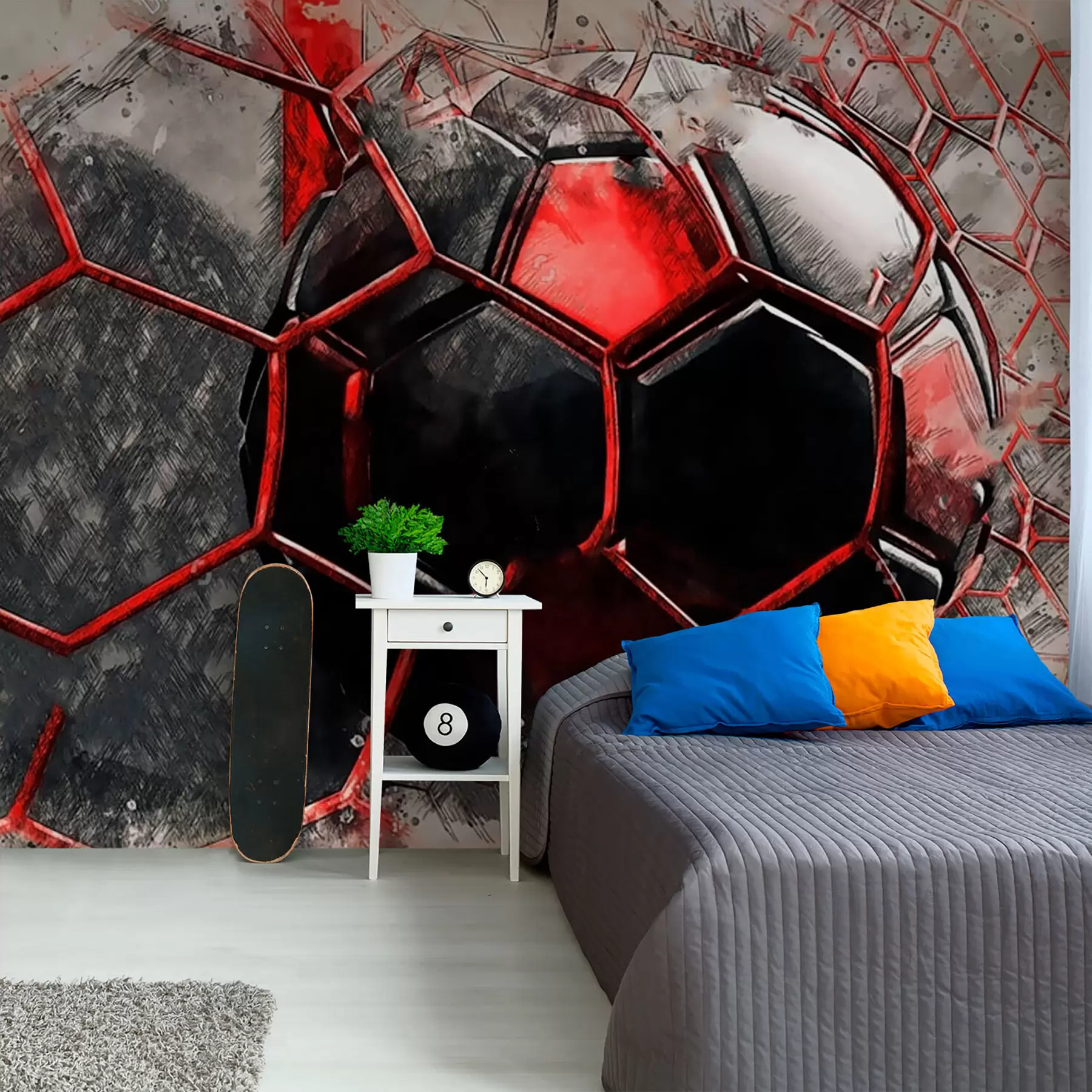 wall murals Football in Red Motion u72803