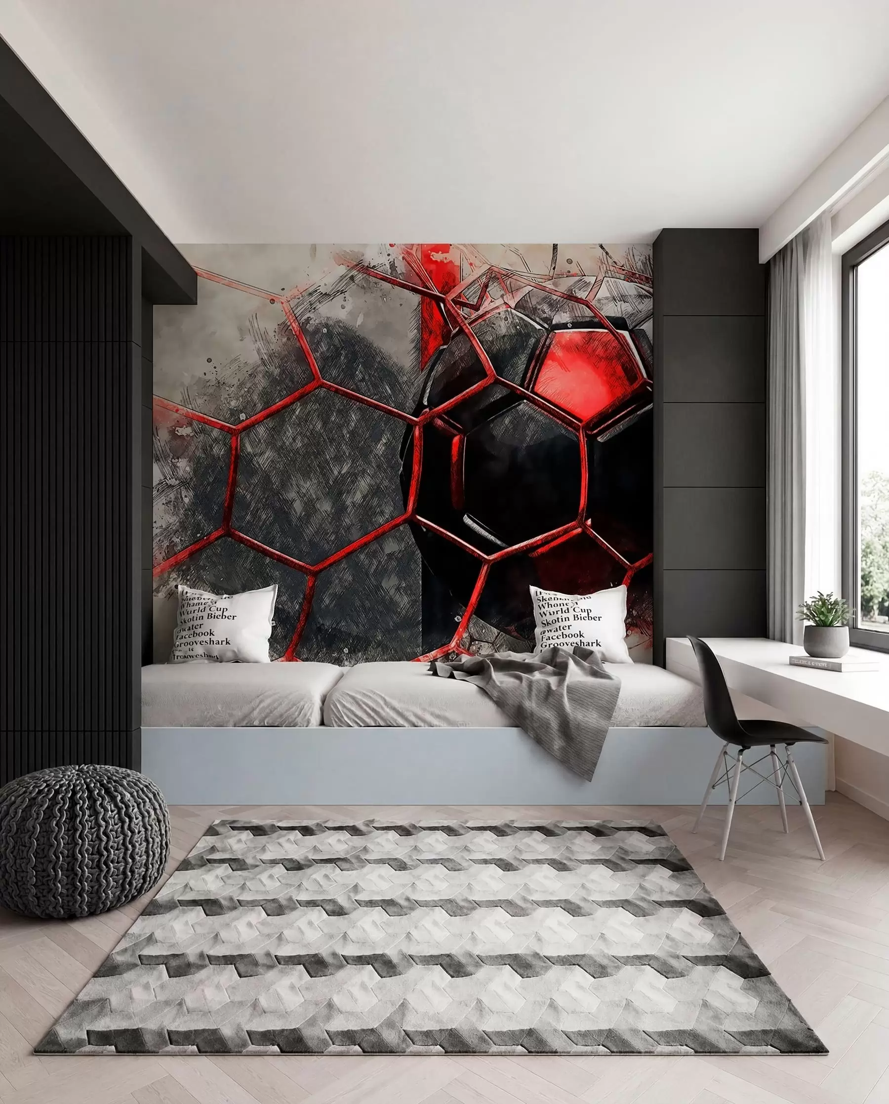 wall murals Football in Red Motion u72803