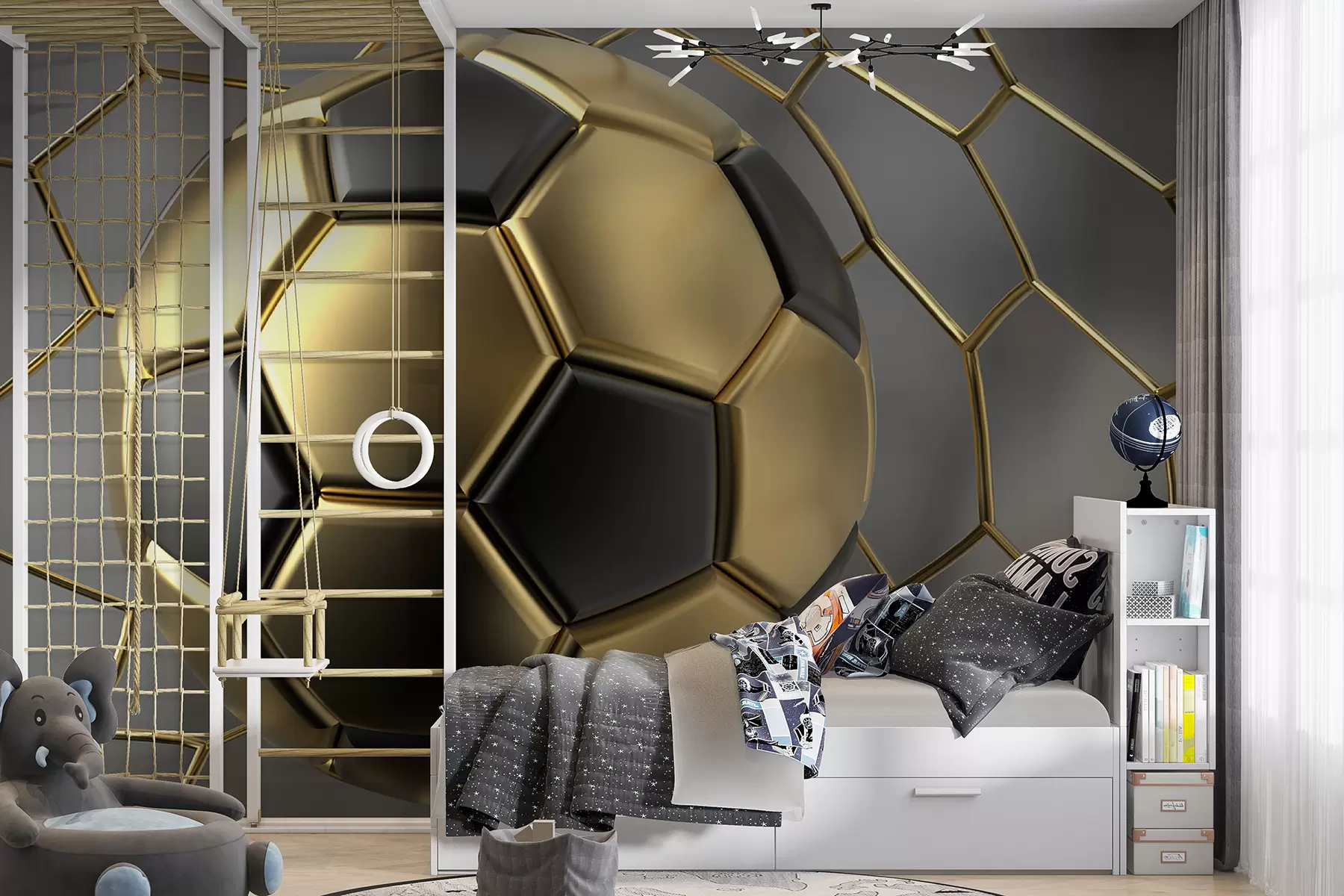 wall murals A soccer ball in the goal u73011