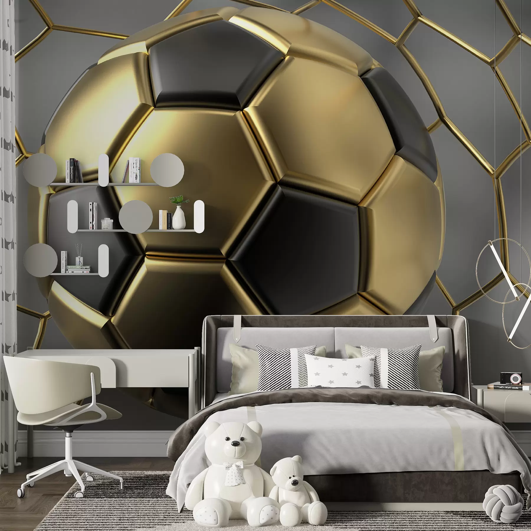 wall murals A soccer ball in the goal u73011