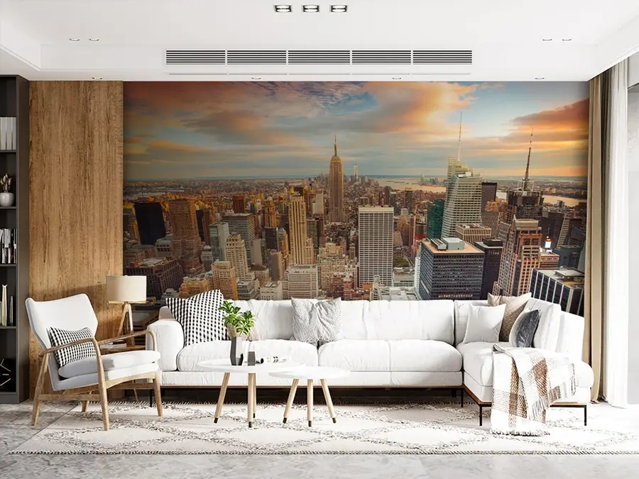 wall murals Air view to the sunset of New York u80529
