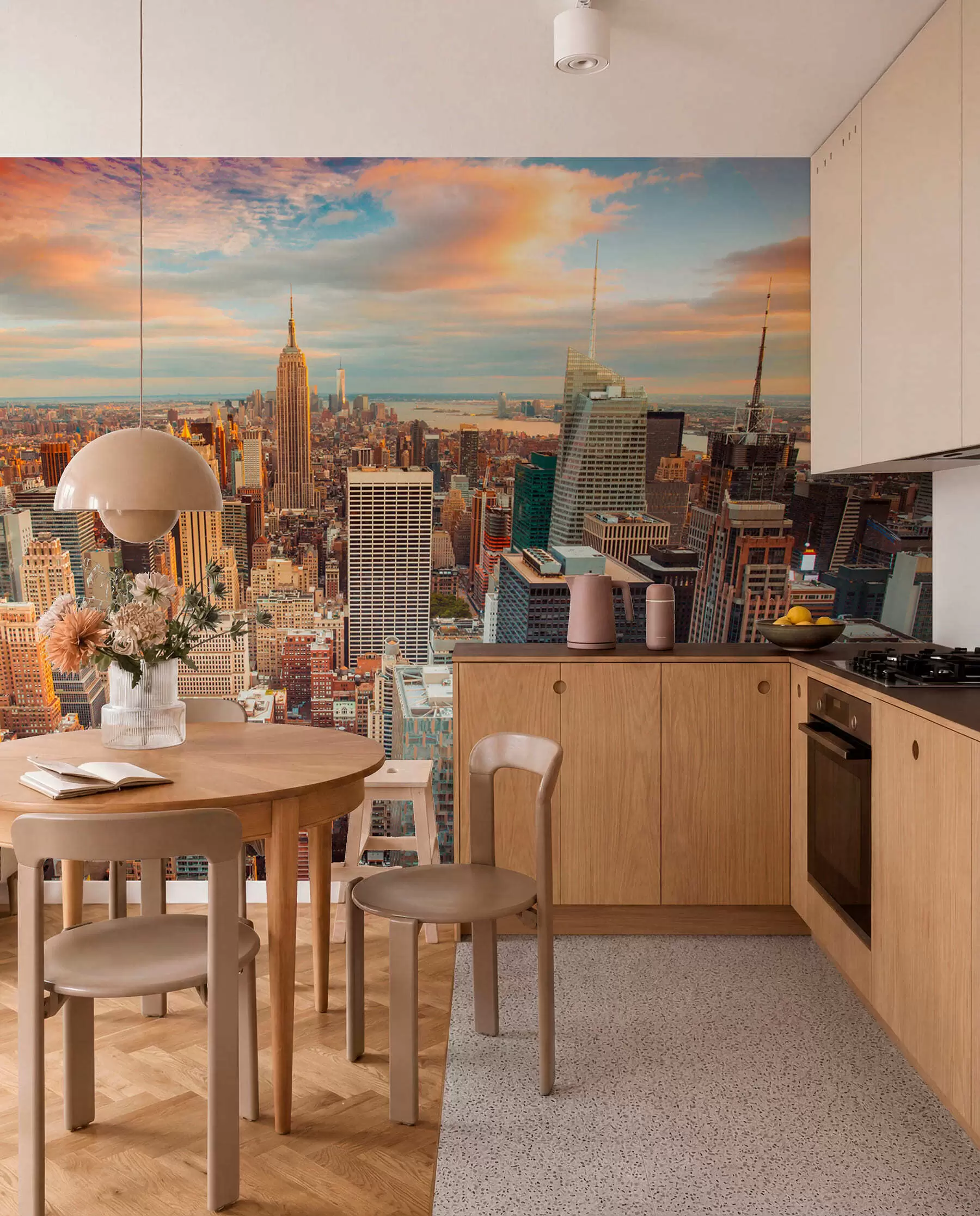 wall murals Air view to the sunset of New York u80529