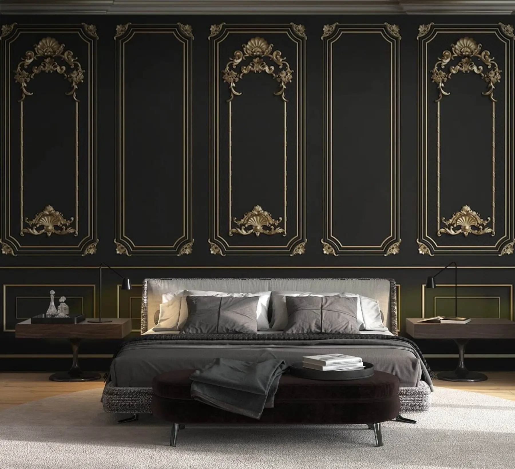 wall murals Classical French Buzeri Wall in black u72623