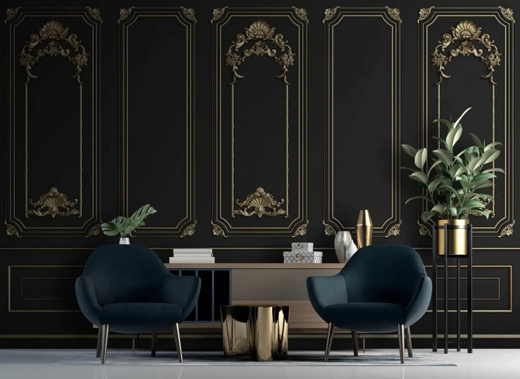 wall murals Classical French Buzeri Wall in black u72623
