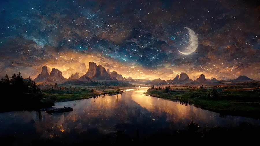 wall murals Magic night in another world u79812