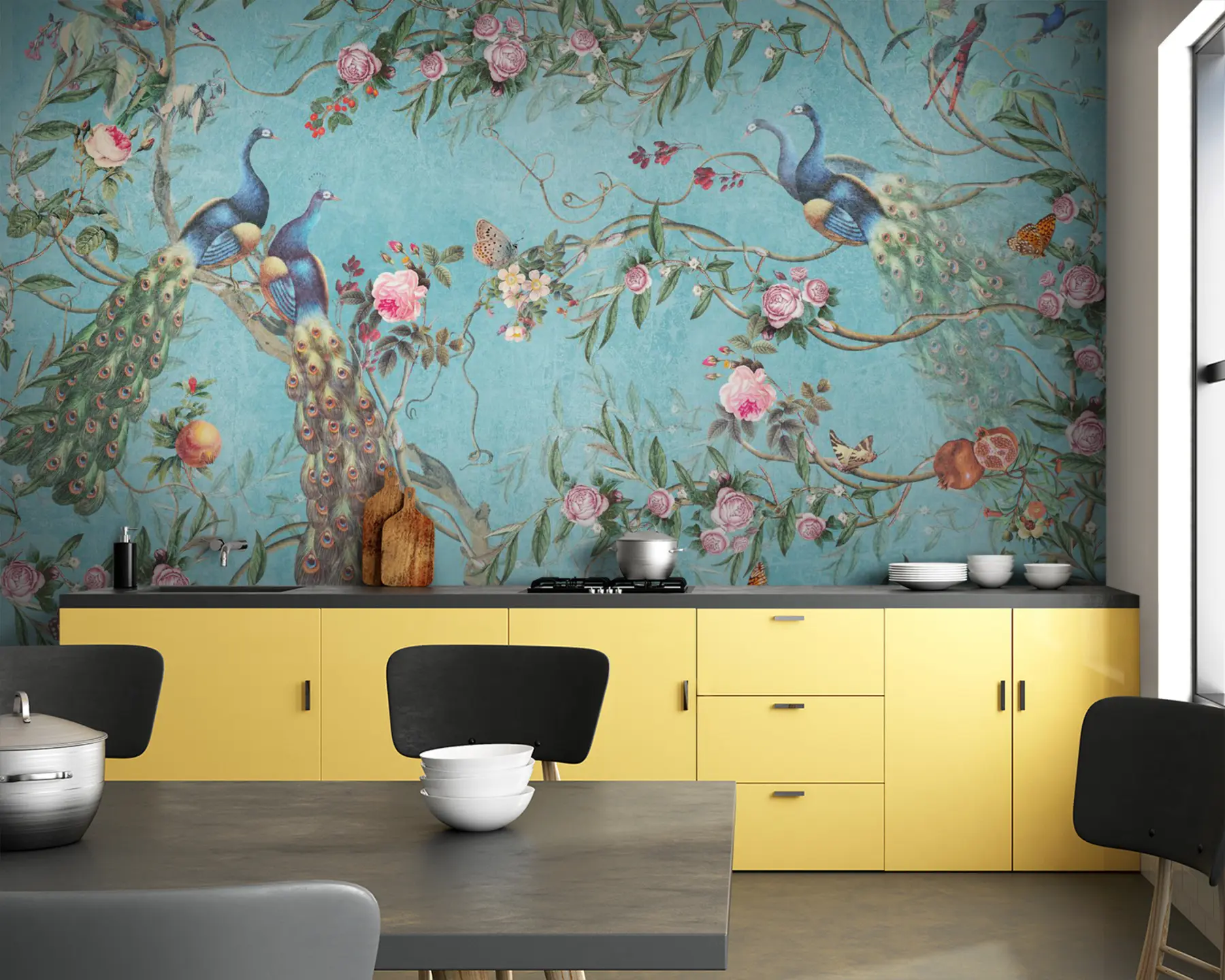 wall murals Bird, flower and vertebrate u12428