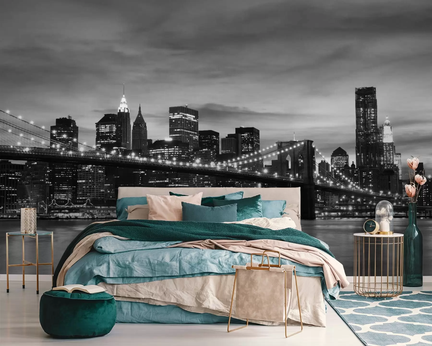 wall murals City skyline at twilight in monochrome u55510