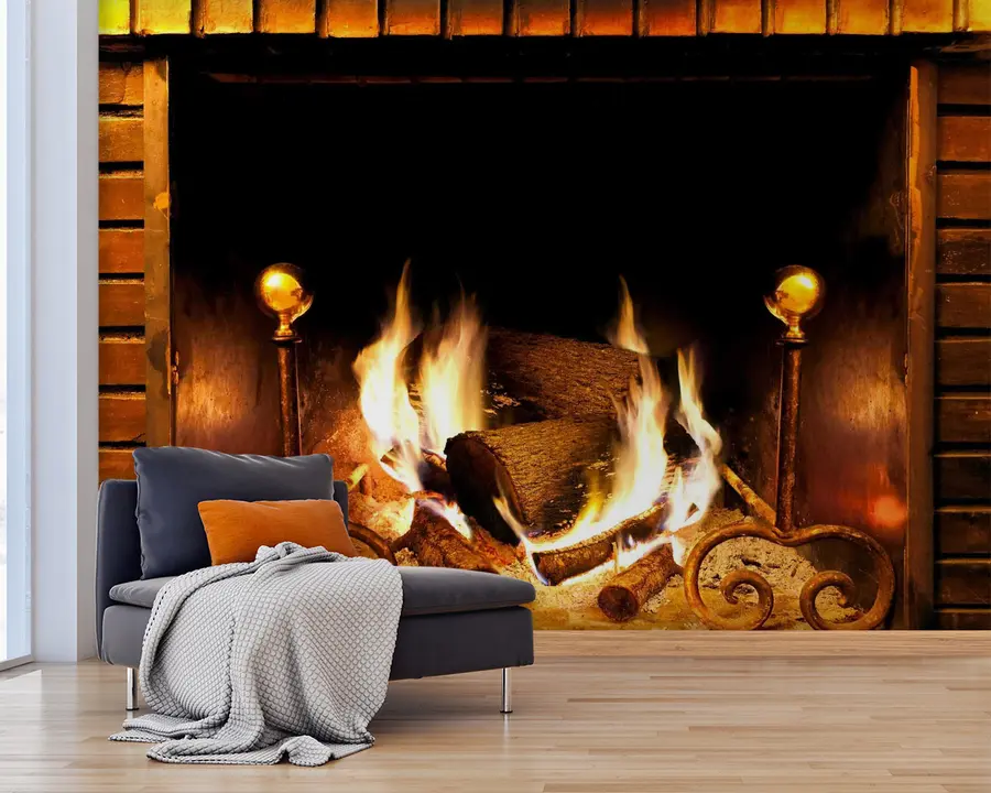 wall murals Burning fireplace u55934