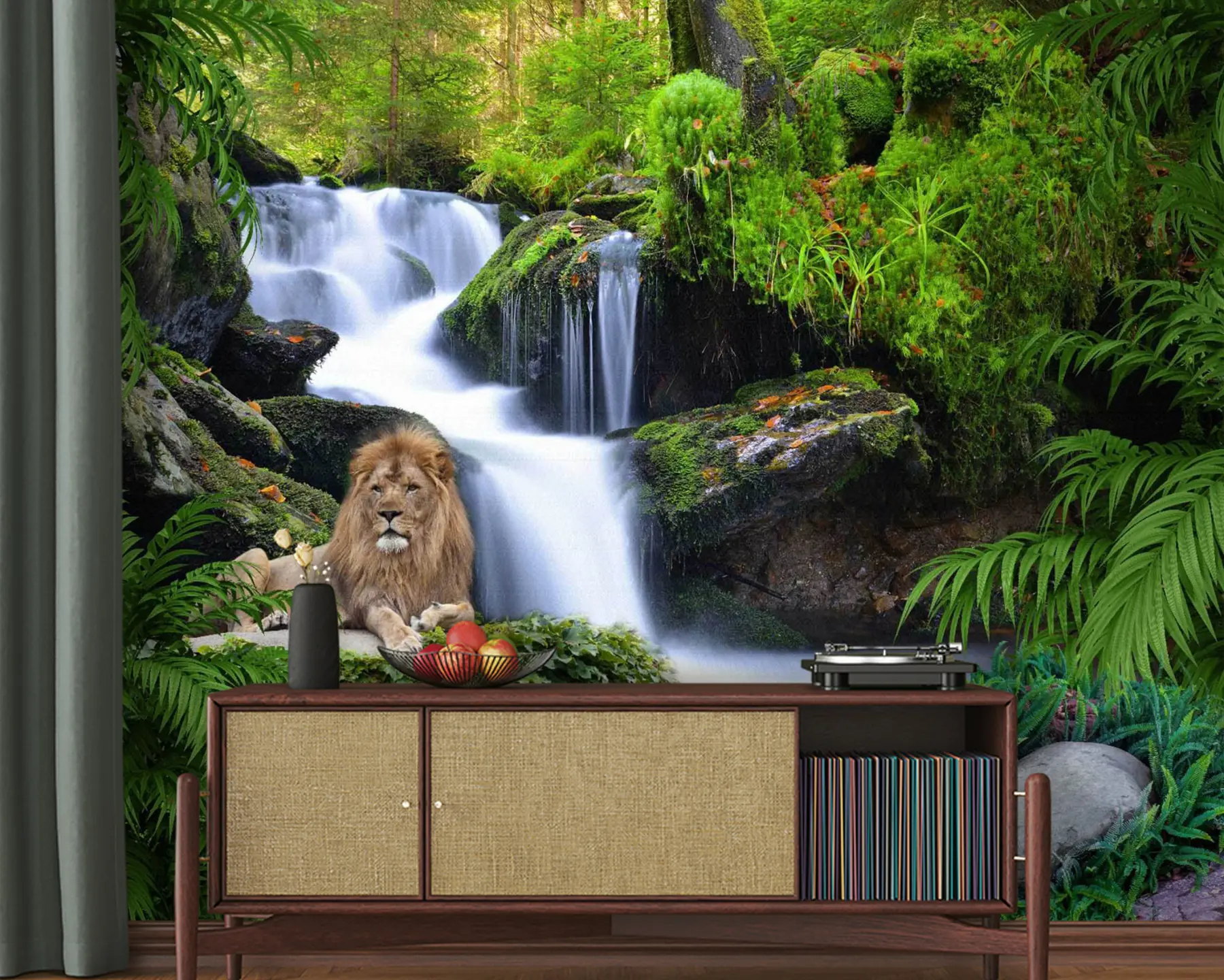 wall murals Lion at the waterfall u62920