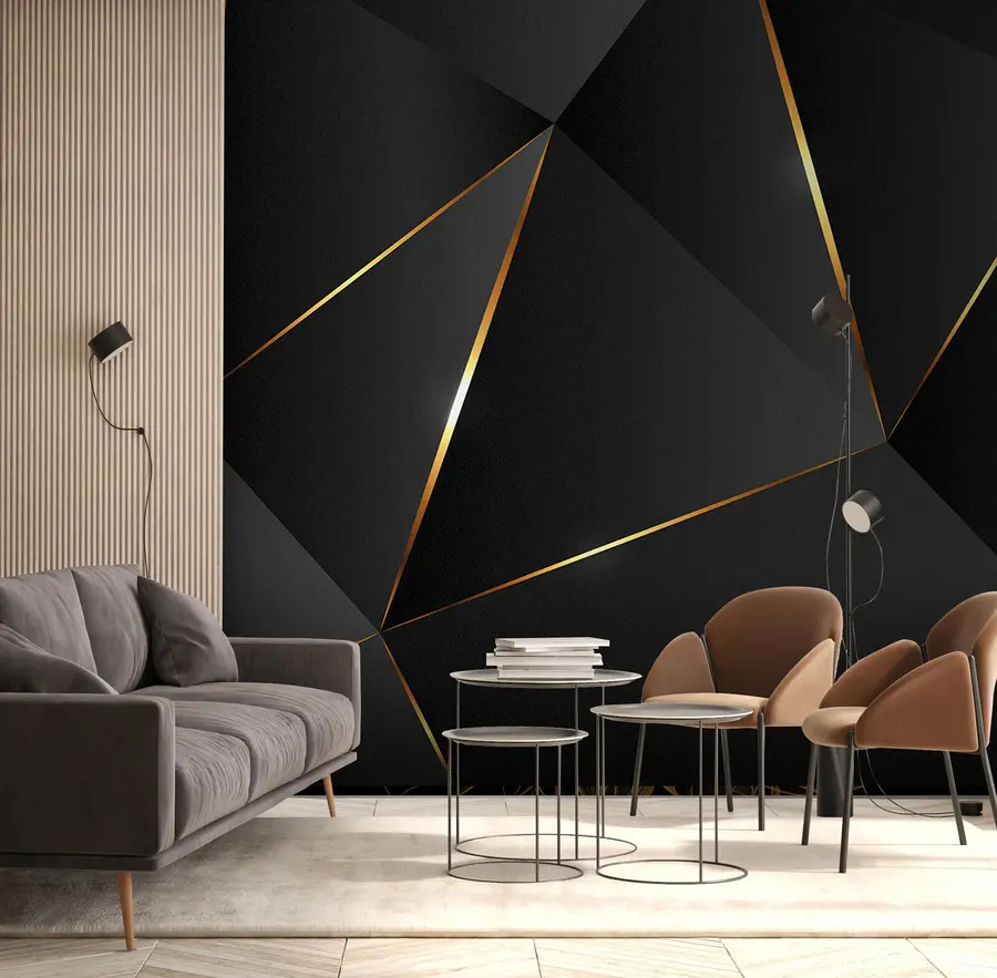 wall murals 3D triangles with lines u73616