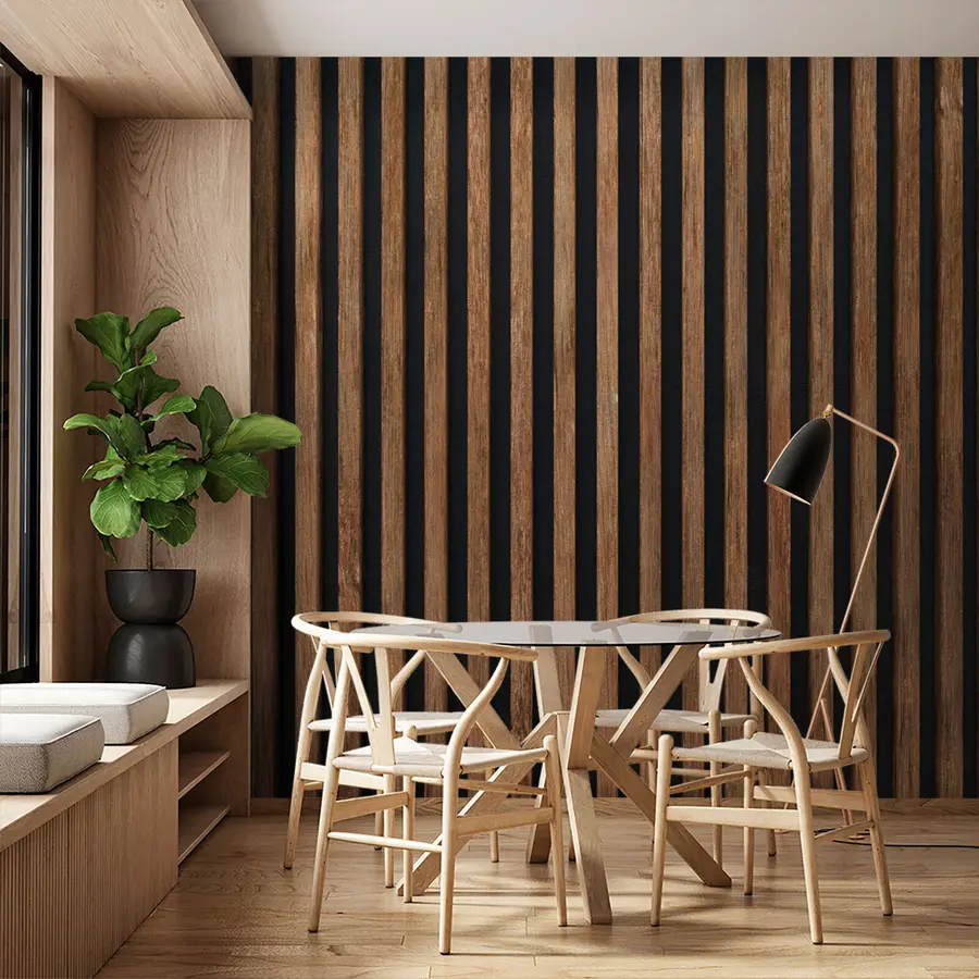 wall murals Wooden beams on a dark background u73670