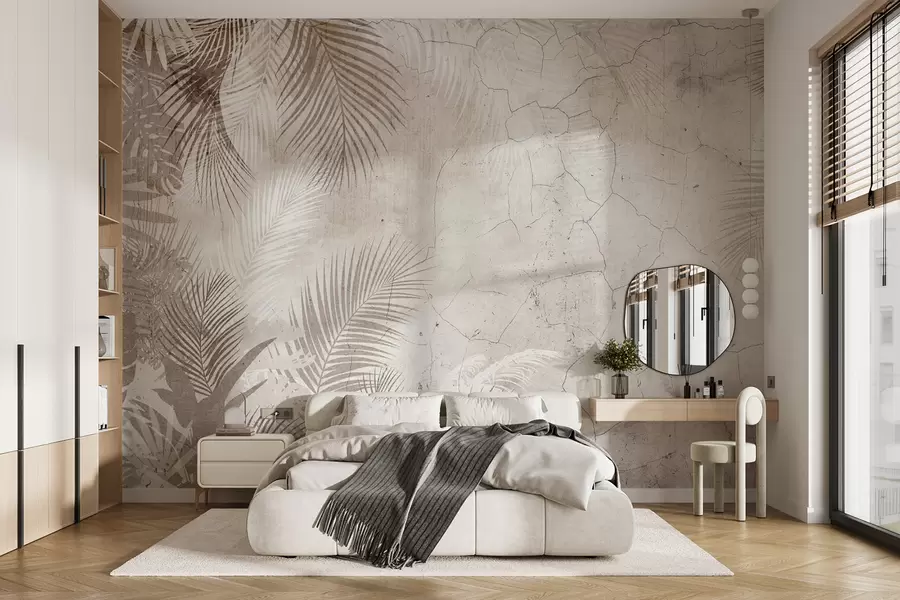 wall murals Glamorous 3D leaves in style grunge u73583