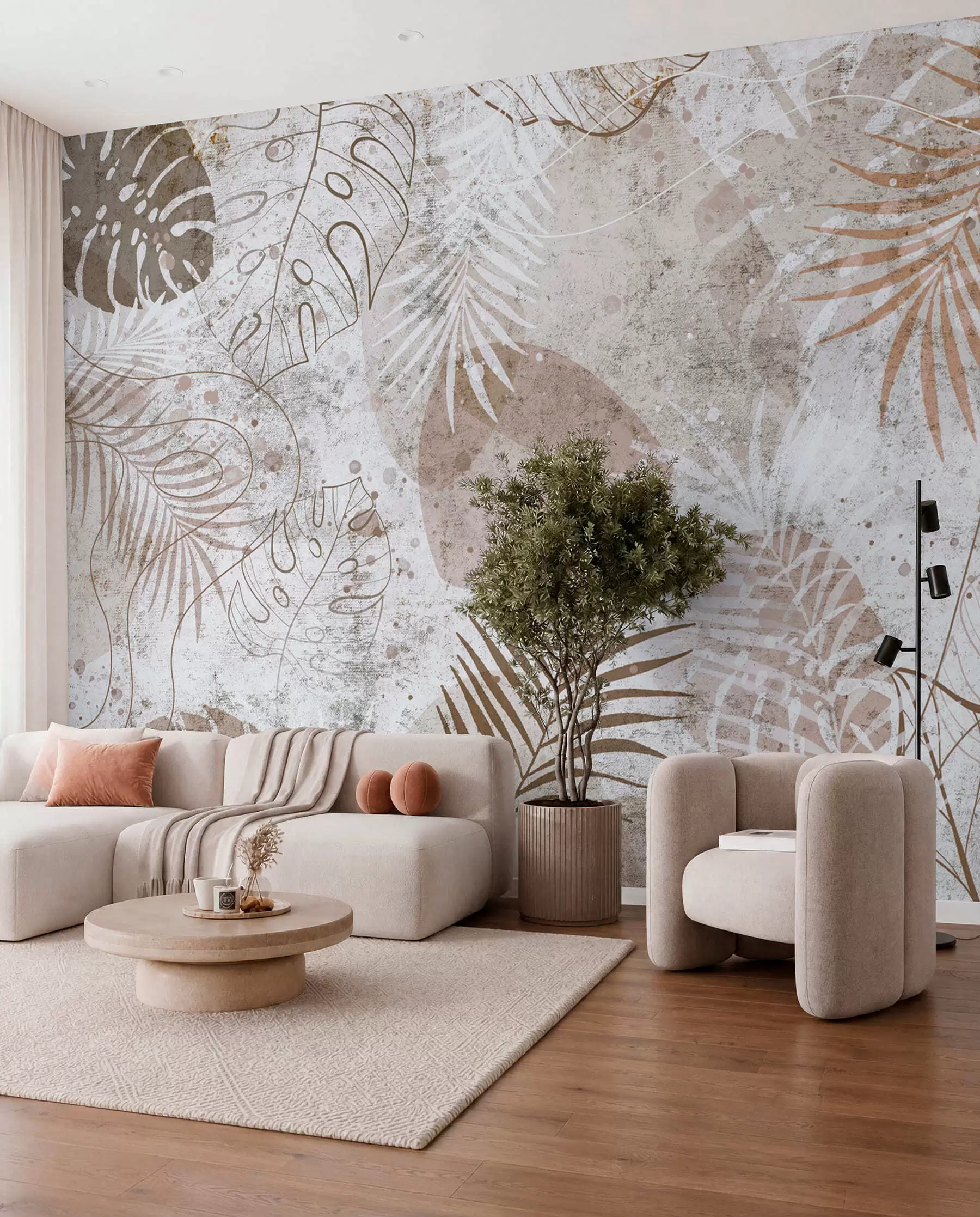 wall murals Etched Tropical Leaves u73584