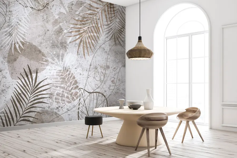 wall murals Glamorous 3D leaves in style grunge u73584