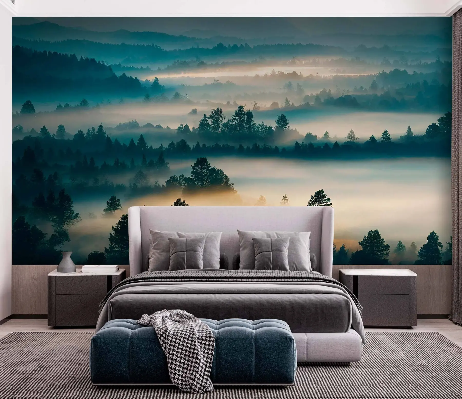 wall murals Walls of mist in the forest u73865