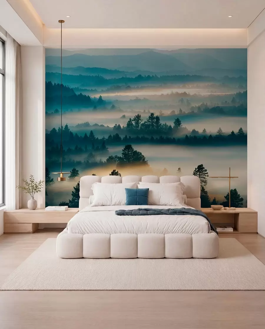 wall murals Walls of mist in the forest u73865
