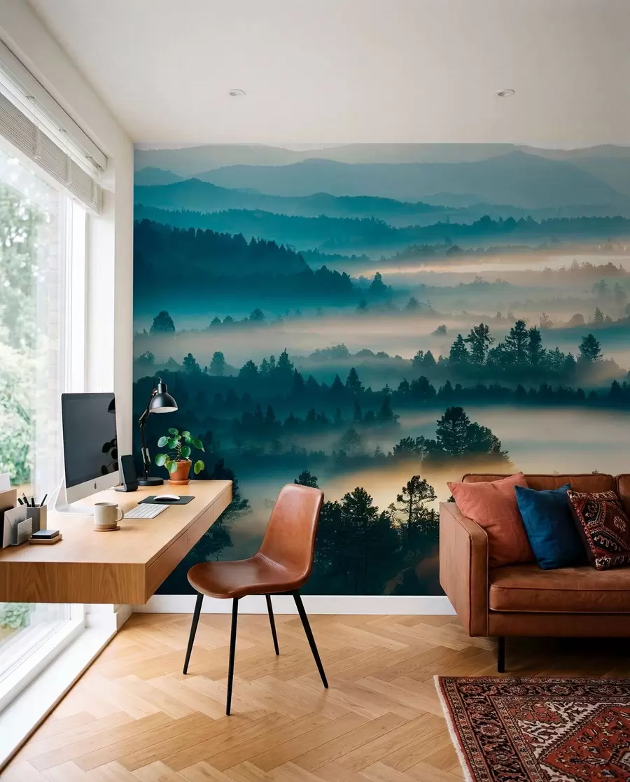 wall murals Walls of mist in the forest u73865