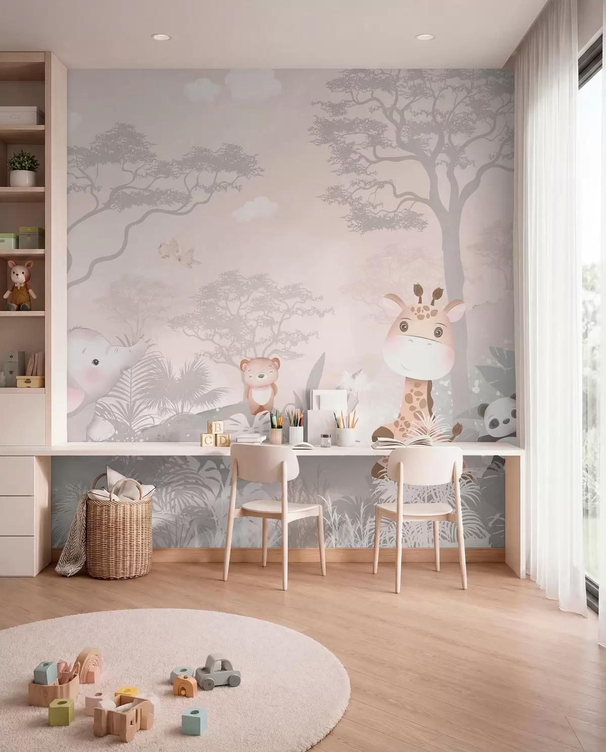 wall murals Little Safari in Rose u73878
