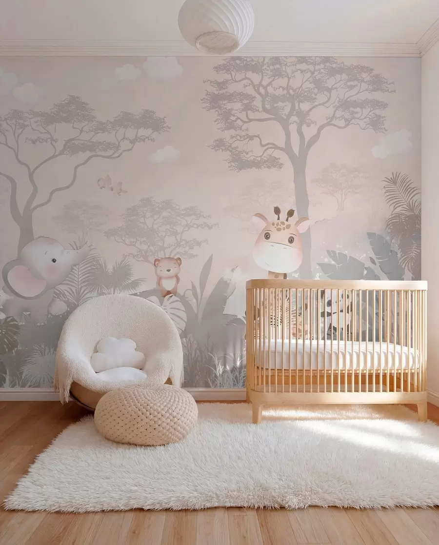 wall murals Little Safari in Rose u73878
