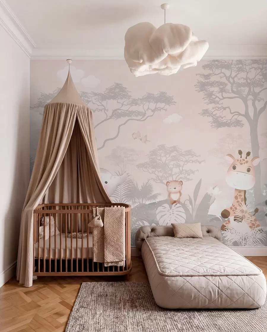 wall murals Little Safari in Rose u73878