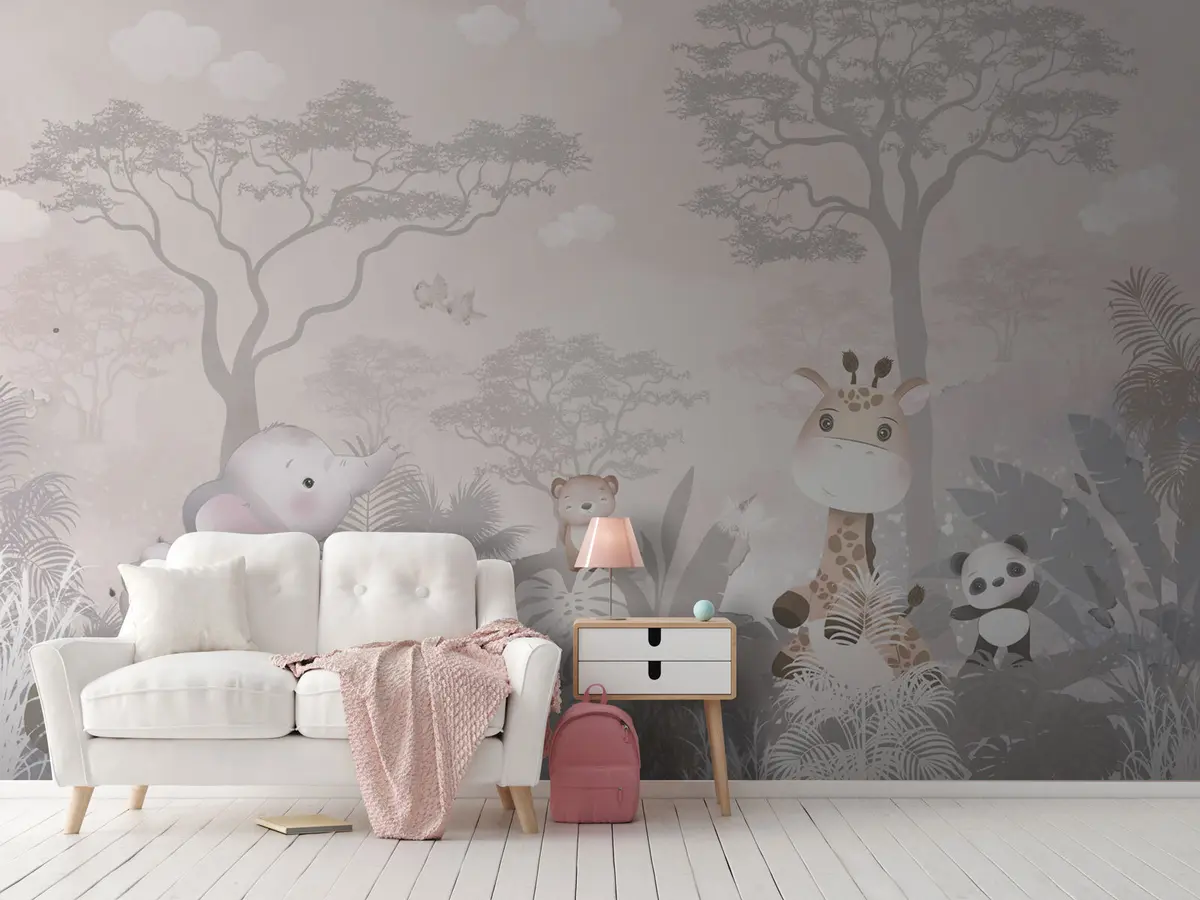 wall murals Little Safari in Rose u73878