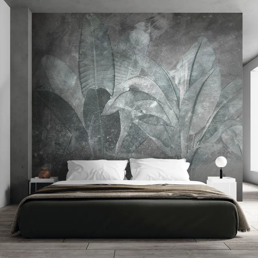 wall murals Banana leaves on a stone background u73884