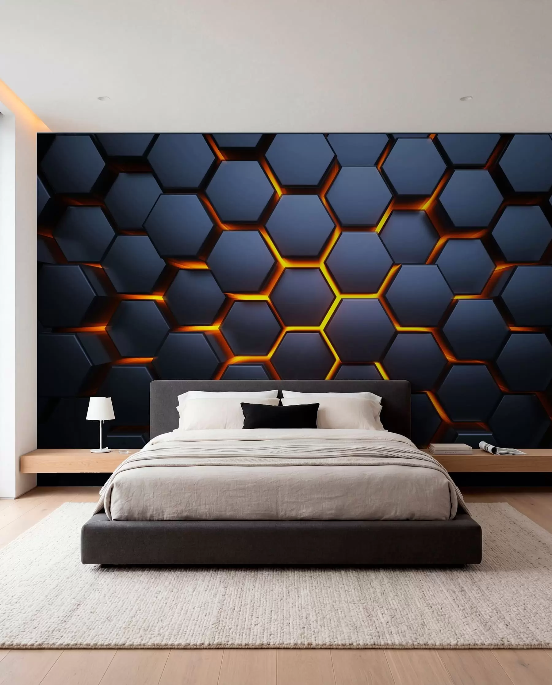 wall murals Light glow under the hexagons u93570
