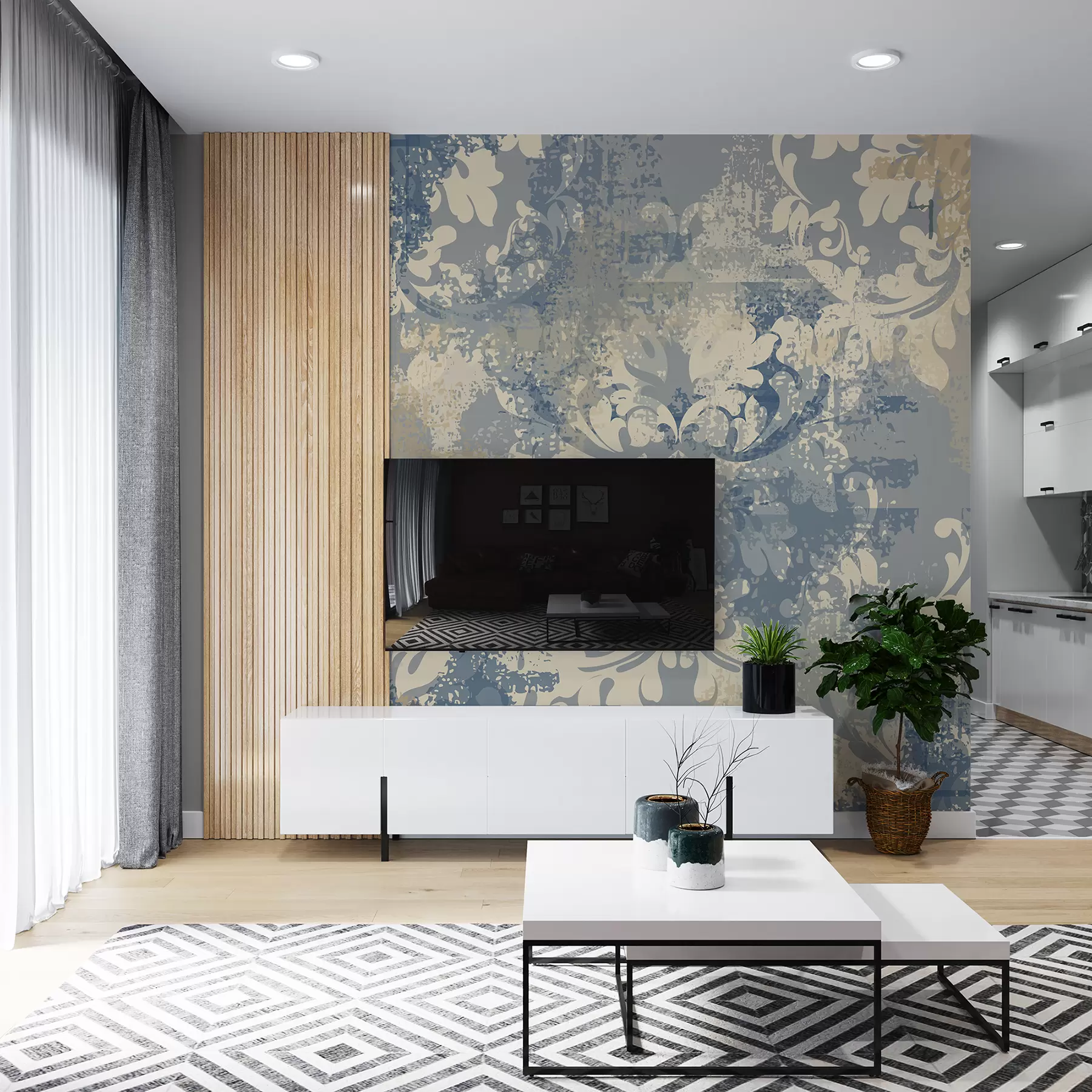 wall murals Baroque fresco on grunge wall u93581